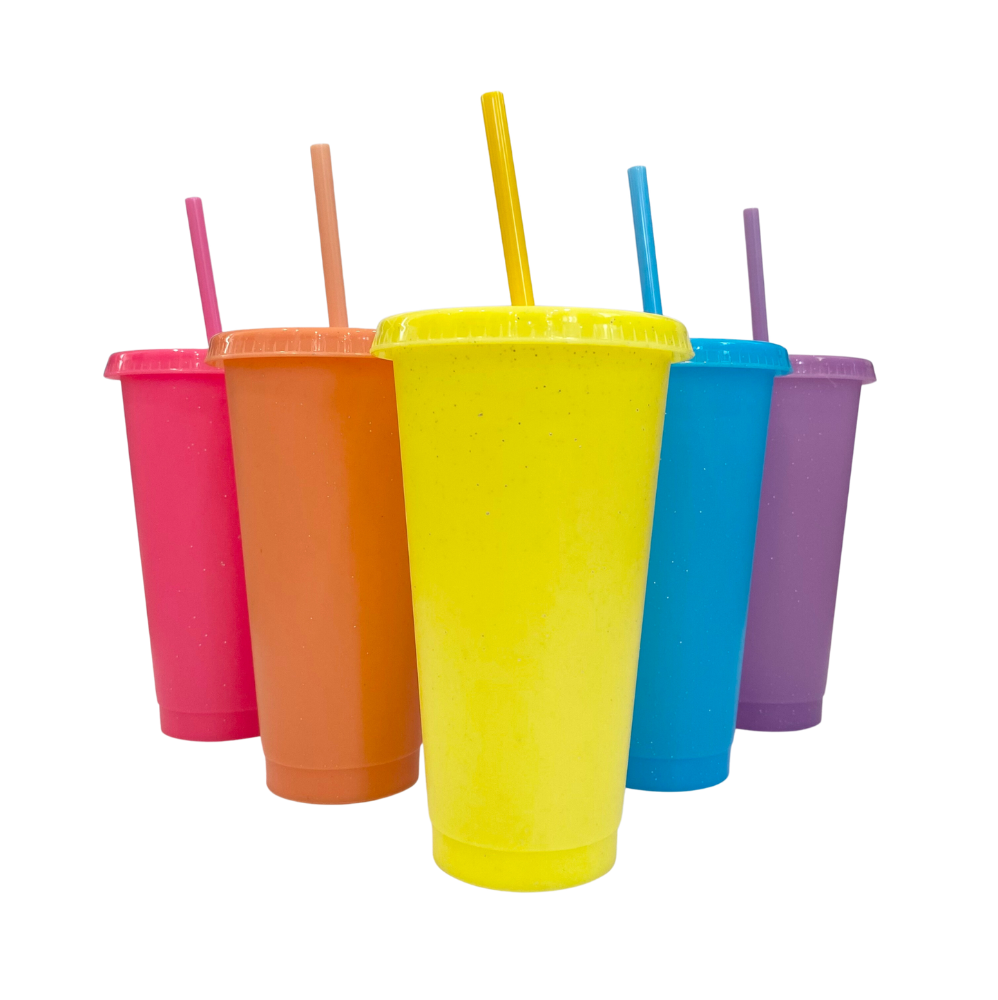 24 oz Glittered Multi-Color Cold Cups, Set of 5