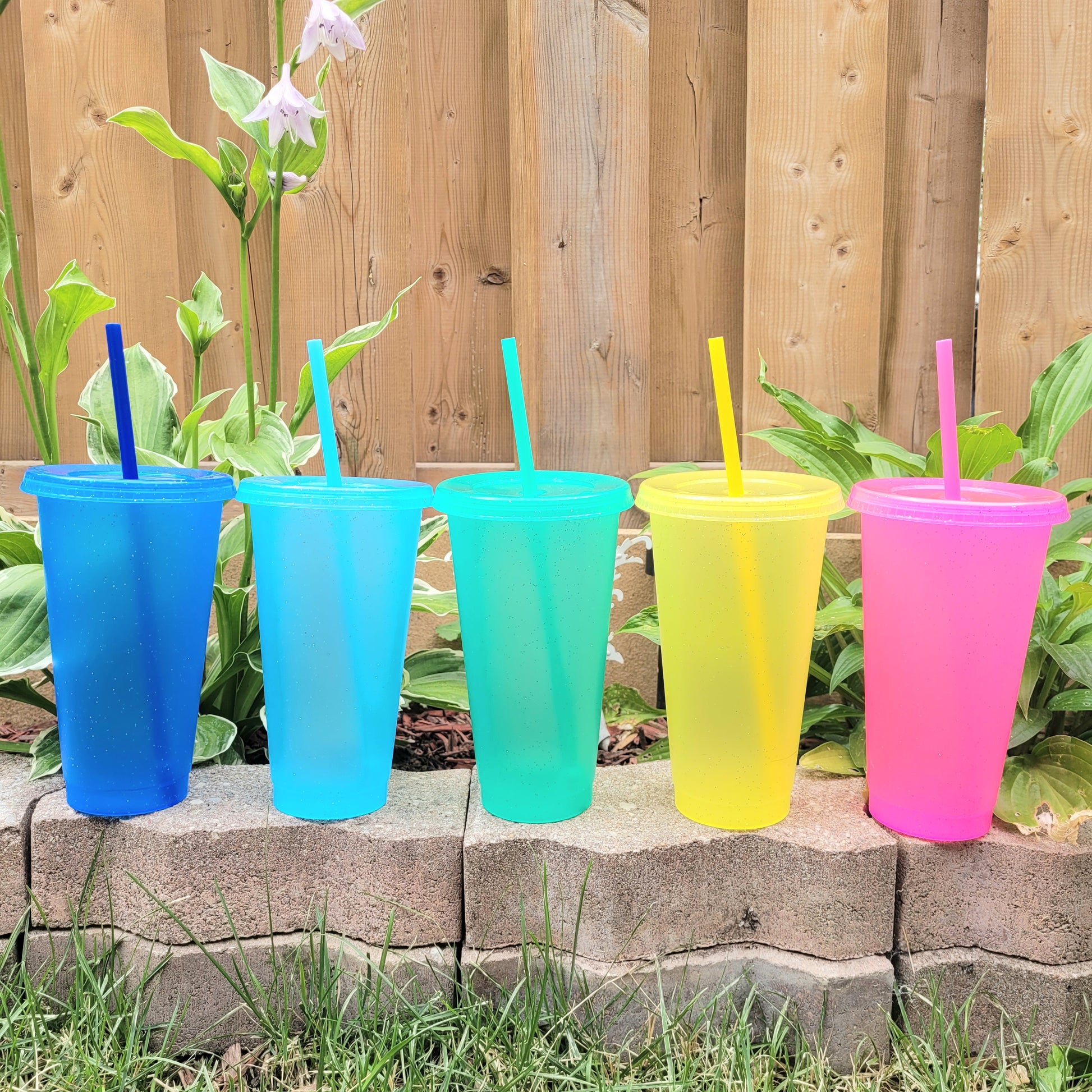 24 oz Spring Cold Cups, 5 sets: Blue, Light Blue, Pink, Yellow and Green, Perfect for Crafting, Wholesale Blank Tumblers Canada