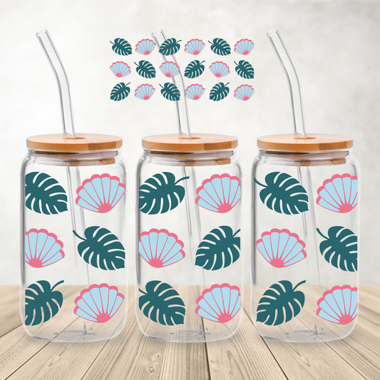 Shells Vinyl Wrap Decal for 16 oz Glass Soda Can