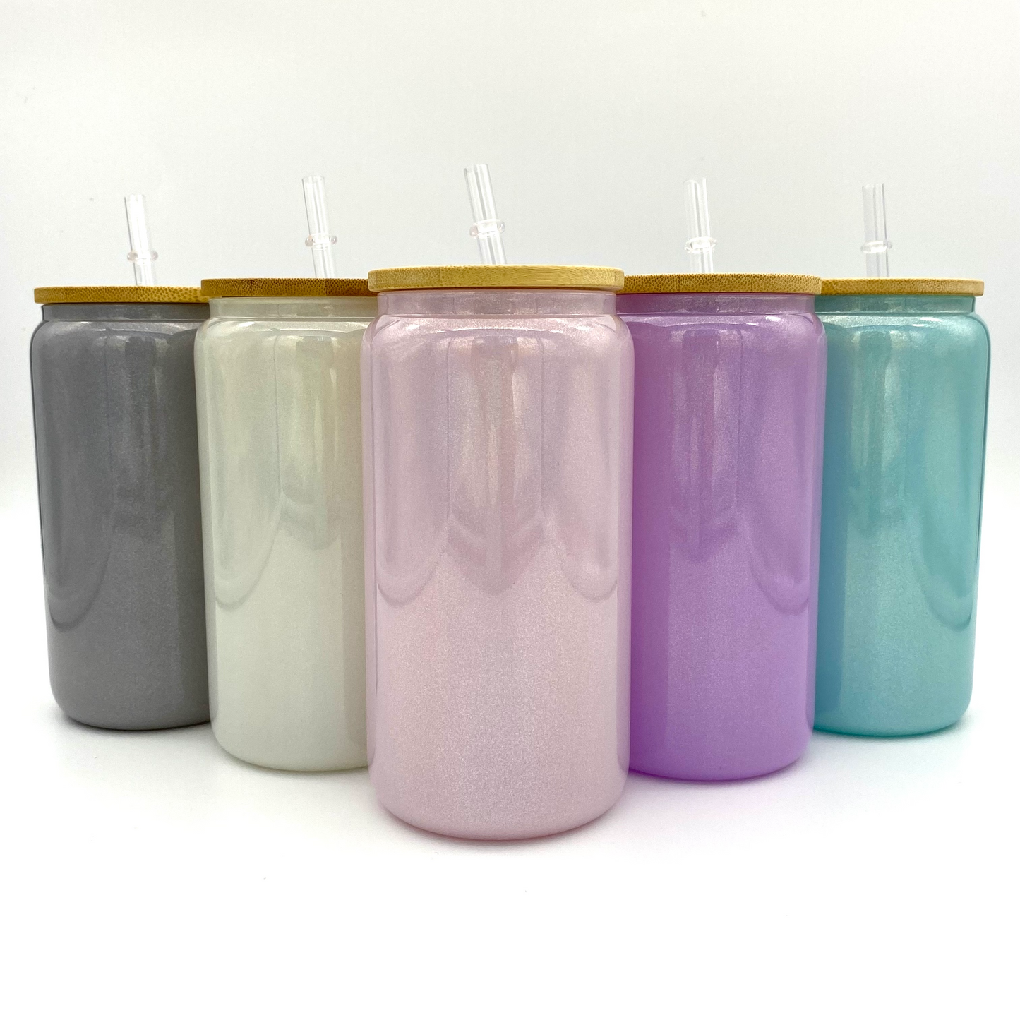 16 oz. Sublimation Shimmering Glass Can, Pink, white, grey, pink, lilac, blue, wholesale blank tumbler Canada