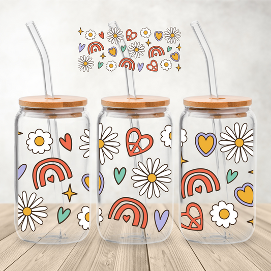 Groovy 16 oz Glass Can Sublimation Print
