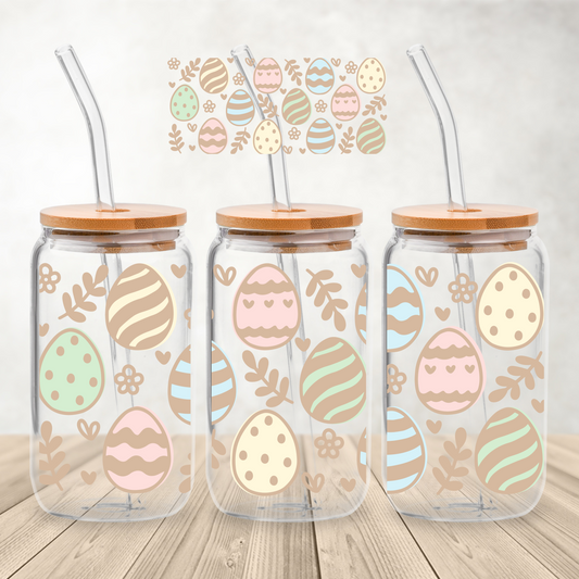 16 oz. Glass can Wrap, Easter Egg , Wholesale blank tumbler Canada