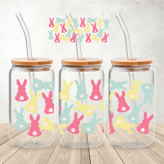 16 oz. Glass can Wrap, Easter Bunny , Wholesale blank tumbler Canada