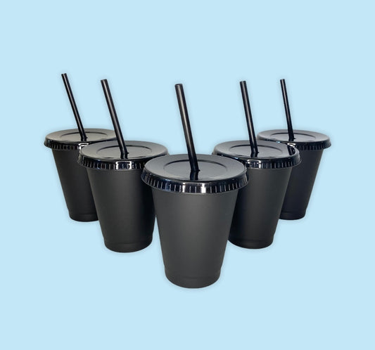 16 oz Black Cold Cups, 5 sets, Perfect for Crafting, Wholesale Blank Tumblers Canada