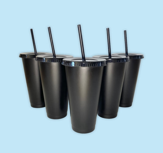 24 oz Black Cold Cups, 5 sets, Perfect for Crafting, Wholesale Blank Tumblers Canada