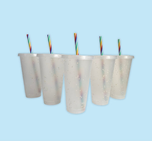 24 oz Confetti Cold Cups, 5 sets, Perfect for Crafting, Wholesale Blank Tumblers Canada