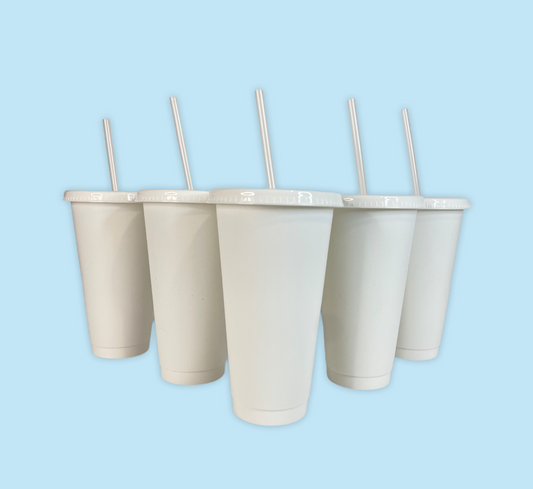 24 oz White Cold Cups, 5 sets, Perfect for Crafting, Wholesale Blank Tumblers Canada