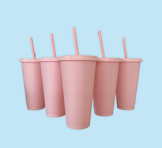 24 oz Pink Cold Cups, 5 sets, Perfect for Crafting, Wholesale Blank Tumblers Canada