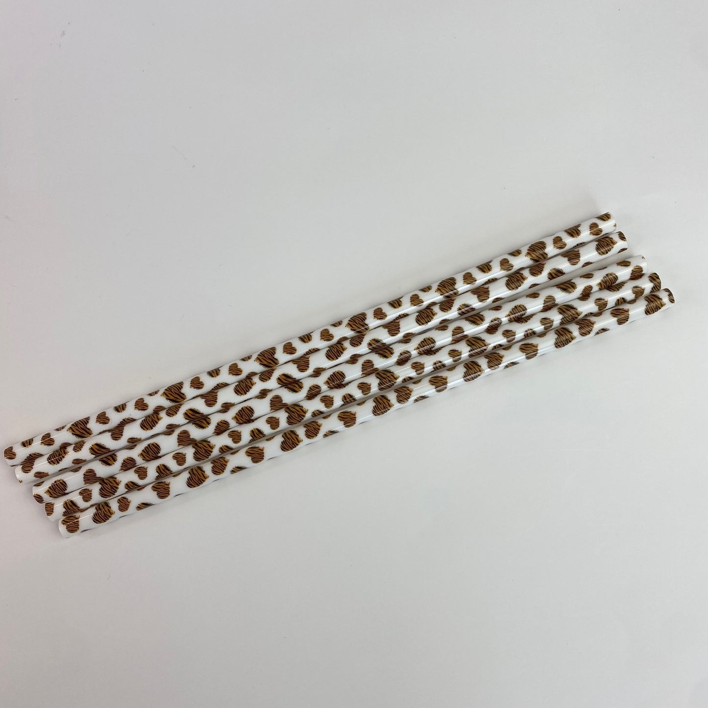 Leopard heart straws-Set of 5