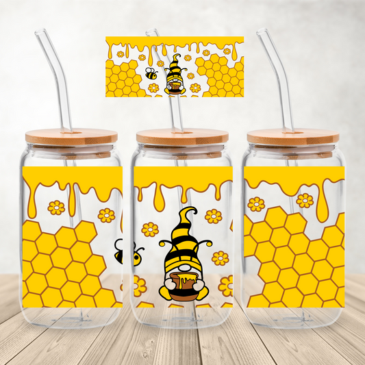 16 oz. Glass can Wrap,Bee, Wholesale blank tumbler Canada