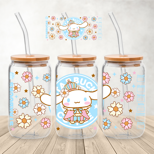 Spring Bunny 16 oz Glass Can Sublimation Print