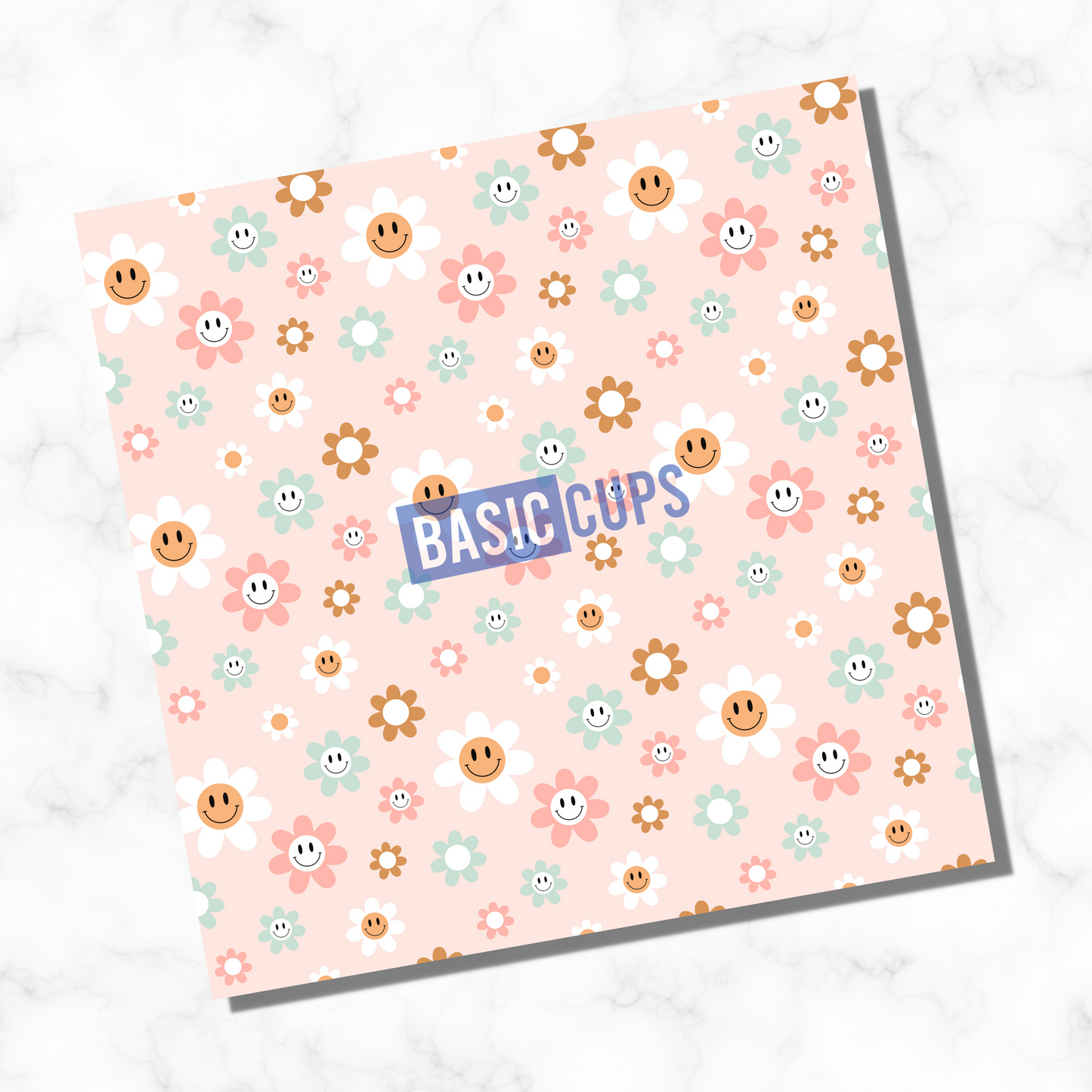 Pink Smiley and Daisy 12 x 12 Vinyl Sheet